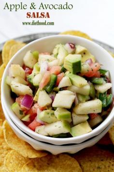 Apple Avocado Salsa with Honey-Lime Dressing   #recipe #salsa #avocados #appetizer #snack
