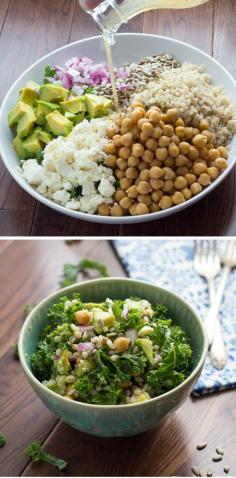
                    
                        Kale, Barley and Feta Salad with Sunflower Seeds, Avocado and a Honey Lemon Vinaigrette
                    
                