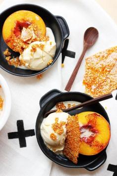 
                    
                        Peach Splits with Goma Praline
                    
                