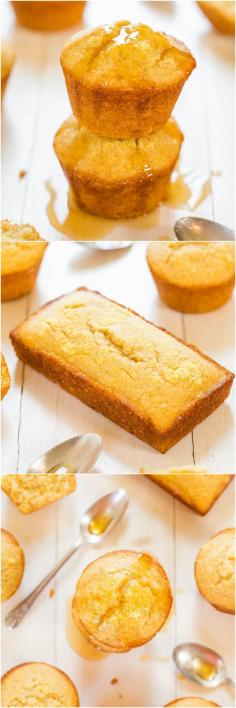 Honey Cornbread Muffins - Finally cornbread thats not dry! Fluffy, moist and sweetened with honey! Youll love this sweet cornbread! Check out more recipes like this! Visit yumpinrecipes.com/