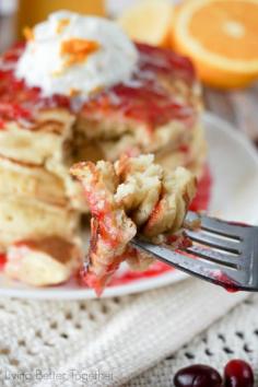 
                    
                        Orange Ricotta Pancakes with Cranberry Orange Bourbon Syrup
                    
                