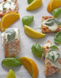 
                    
                        SALMON IN BASIL CITRUS CREAM SAUCE
                    
                