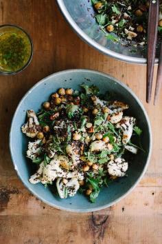 
                    
                        Roasted Cauliflower, Chickpea, Quinoa Salad with Jalapeno Lime Dressing
                    
                