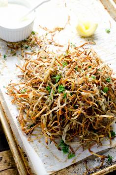 
                    
                        Baked Parmesan Rosemary Shoestring Fries with Lemony Garlic Mayo
                    
                
