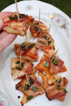 
                    
                        GARLIC BUTTER, BACON, TOMATO and MOZZARELLA English Muffin Stack-ups
                    
                