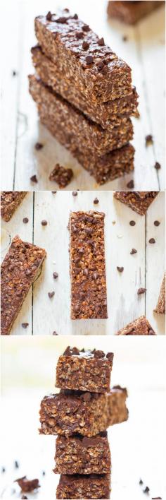
                    
                        No-Bake Double Chocolate Peanut Butter Granola Bars (vegan, GF) - Make healthy bars that taste like candy bars in 10 minutes!
                    
                