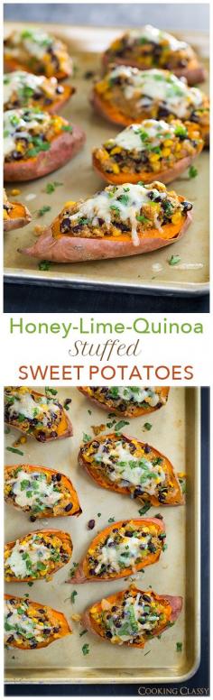 Honey Lime Quinoa Stuffed Sweet Potatoes -