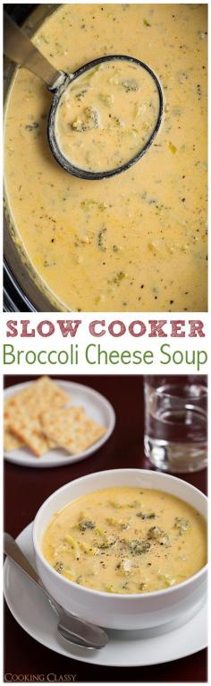 
                    
                        Slow Cooker Broccoli Cheese Soup - this soup was so easy to make and it is DELICIOUS!!
                    
                