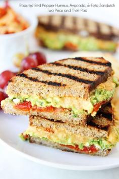 
                    
                        Roasted Red Pepper Hummus, Avocado, & Feta Sandwich Recipe on twopeasandtheirpo... A simple vegetarian sandwich that is full of flavor!
                    
                
