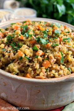 
                    
                        Quinoa Pilaf - A healthy, delicious and super easy side dish!
                    
                