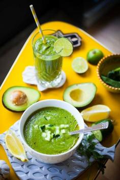 Green Smoothy serves 2 people 1 apple, 100g 2 sticks of celery Half a cucumber 70g spinach or kale 20g watercress Half an avocado 12g ginger, peeled 3g parsley 3 tablespoons of lemon juice/juice of a lemon 1.25 cups of Alkaline Kangen Water 1 teaspoon of super green powder (chlorella, spirulina etc) - we like Naturya, or for a blend try Maximum Recovery Organic Super Mega Greens or Viridian Soul Food Greens Powder