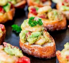 
                    
                        Avocado Crostini with Garlic Prawns
                    
                