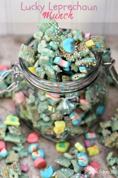 Lucky Leprechaun Munch ~ For the kids lunches on St. Patrick's Day. Chex Mix Loaded with Lucky Charms! on MyRecipeMagic.com