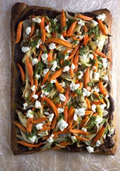 
                    
                        Winter Veggie Pizza (Sweet Onion Puree, Goat Cheese, Pesto)
                    
                