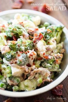 
                    
                        Broccoli Cauliflower Salad... this salad is AMAZING! The creamy dressing is beyond delicious and goes perfectly with the crisp broccoli and cauliflower! This is one recipe you are going to want to try out!
                    
                