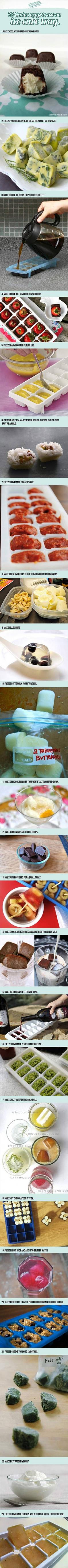 23 genius ways to use an ice cube tray!  One question:  What is this "leftover" wine they mention? ;)