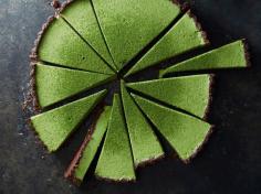 
                    
                        Matcha coconut custard tart with chocolate crust
                    
                
