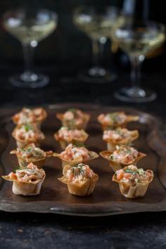 
                    
                        salmon tartare in wonton cups
                    
                