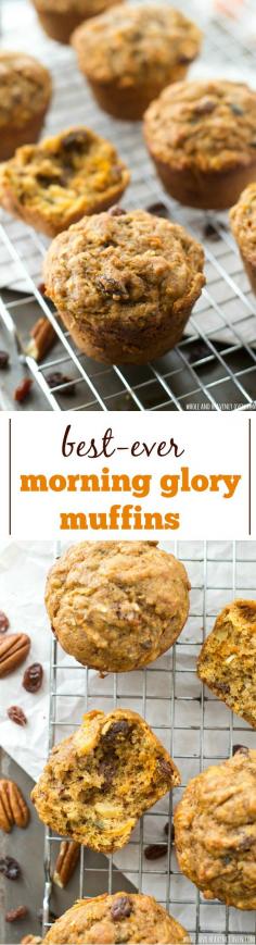 
                    
                        Super-soft inside and loaded with all kinds of healthy goodness, these classic morning glory muffins are the best way to wake up! Sarah | Whole and Heavenly Oven
                    
                