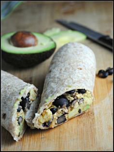 Black Bean Breakfast Burrito | This is one protein-packed, high-fiber start to the day. For 310 calories, this one keeps me going…and going…and going. No mid-morning tummy grumbles after one of these. Plus, they’re so quick and easy to make and you can add or remove any veggie of your choosing. | From: preventionrd.com