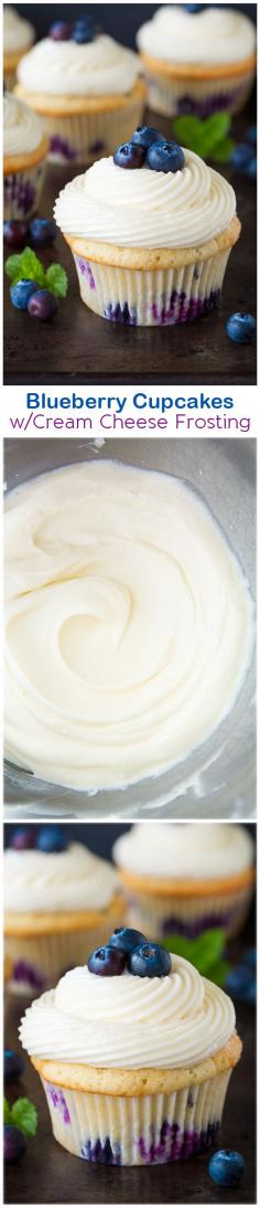 Blueberry Cupcakes with Cream Cheese Frosting - not a big fan of cream cheese icing but the cupcakes sound delish