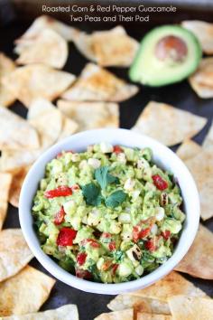 
                    
                        Roasted Corn & Red Pepper Guacamole Recipe on twopeasandtheirpo...
                    
                