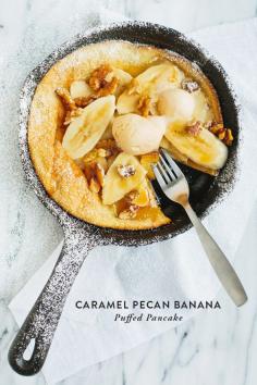 
                    
                        Caramel pecan banana puffed pancake
                    
                