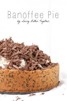 
                    
                        Banoffee Pie - A classic English dessert made with bananas, toffee, and chocolate topped with fresh whipped cream and served in a graham cracker crust!
                    
                