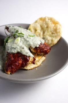 
                    
                        Maple-Chipotle Chicken, Beer & Buttermilk Biscuits, Sage Gravy
                    
                