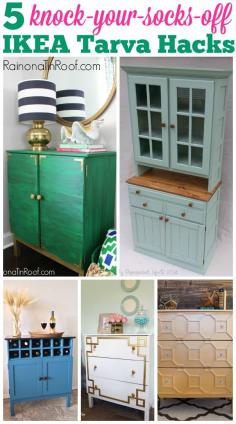 WOW!! These are awesome! I had no clue you could do so much with an IKEA Tarva Dresser! Five Knock-Your-Socks-Off IKEA Tarva Hacks via RainonaTinRoof.com