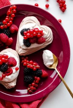 
                    
                        Chocolate Heart Meringue Cups with Whipped Cream and Berries
                    
                
