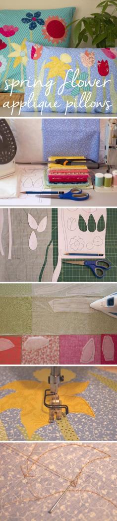 
                    
                        Spring is on it's way! Such a great way to incorporate some of those bright colors and sweet outdoor feel into your home with these inexpensive applique flower pillows. www.ehow.com/....
                    
                