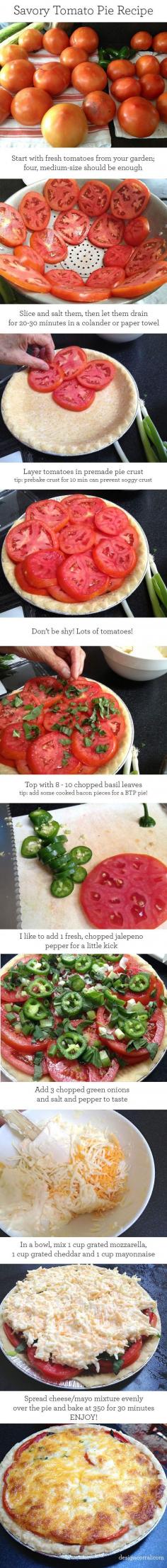 .Savory Tomato Pie Recipe- try using Greek yogurt instead of mayo