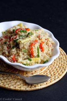 
                    
                        Lemon Quinoa with Artichokes, Roasted Peppers and Basil...A healthy springtime side dish.  170 calories and 4 Weight Watchers PP | cookincanuck.com #recipe #vegan
                    
                