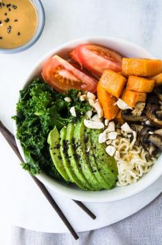 
                    
                        Veggie Noodle Bowl with a Tangy Peanut Sauce Source: 80 Twenty
                    
                