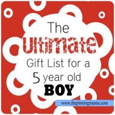 
                    
                        The Ultimate List of Gift Ideas for a 5 Year Old BOY!  A great list compiled by a mom of boys!
                    
                