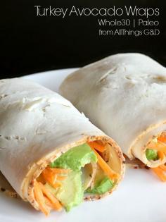 Turkey Avocado Wraps -  Paleo & Whole30 recipes for lunch! | www.allthingsgd.com