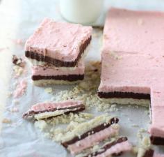 
                    
                        STRAWBERRY CHOCOLATE FUDGE SHORTBREAD NEAPOLITAN BARS
                    
                