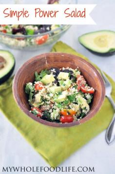 
                    
                        Simple Power Salad.  The BEST salad ever.  Very energizing.  Make it with ingredients you already have on hand!  #vegan #glutenfree #salads #healthy
                    
                