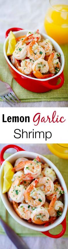 
                    
                        Lemon Garlic Shrimp – easiest and best shrimp recipe with lemon, garlic, butter, and shrimp, all ready in 20 mins. Perfect as is or with pasta | rasamalaysia.com
                    
                