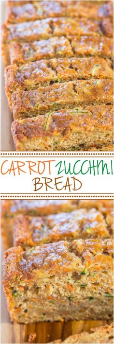 
                    
                        Carrot Zucchini Bread - Fast, easy, one bowl, no mixer!! Super soft, moist, and tastes so good you'll forget it's on the healthier side!!
                    
                