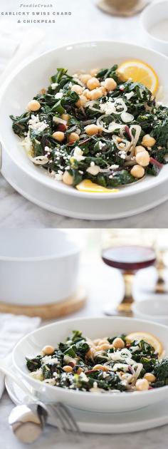 
                    
                        Garlicky Swiss Chard and Chickpeas | foodiecrush.com
                    
                