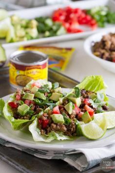 
                    
                        Favorite southwestern flavors are cooked up and served in romaine cups in this Southwestern Lettuce Wrap Recipe.
                    
                