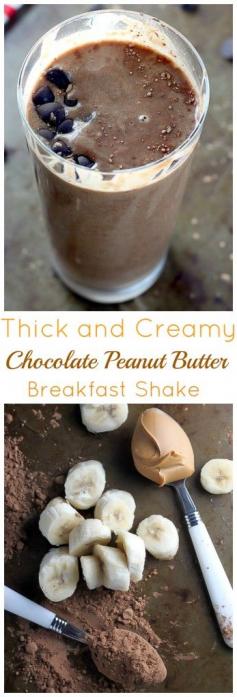 
                    
                        Thick and Creamy Chocolate Peanut Butter Breakfast Shake - you've got to try this decadent yet healthy chocolate shake! Perfect for a quick breakfast!
                    
                