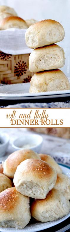 
                    
                        Perfect Soft and Fluffy Dinner Rolls - NO HAND KNEADING! double brushed with butter and topped with garlic salt.  I will never make another roll recipe again!
                    
                