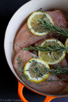 
                    
                        How to: Poach Chicken Breasts...Perfect for salads, pasta and sandwiches! 106 calories and 3 Weight Watchers PP | cookincanuck.com
                    
                