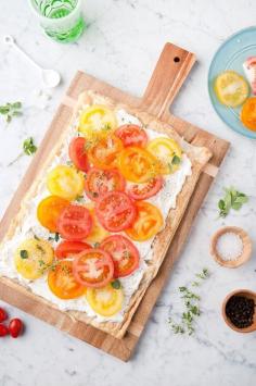 
                    
                        Herb and goat cheese tomato tart
                    
                