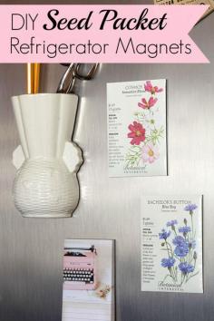 
                    
                        These 5 minute DIY seed packet refrigerator magnets are a super quick and easy craft project for your spring and summer decor. They would make cute wedding favors too.
                    
                