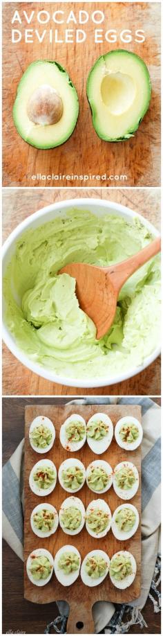 
                    
                        The mayo is replaced by avocado in these delicious and healthier deviled eggs! Perfect for all of those Easter eggs! by Ella Claire
                    
                