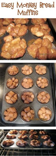 Easy Monkey Bread Muffins Recipe! Youre going to LOVE these!! #monkeybread #muffin #recipes #breakfast #recipe #delicious #food #recipes